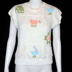 Vintage 80’s Suburban Petites Cottagecore Knit Sweater Fairy Kei Acrylic XS/SM